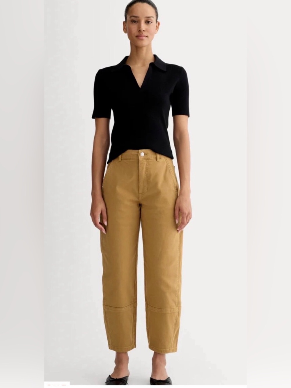 Everlane Organic Cotton Utility Barrel Pants Mustard High Rise Size 0